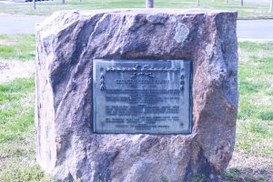 Pictured here is George Rogers Clark memorial plaque upon a rock near the Kenmore