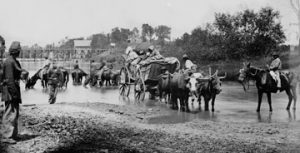 Pictured here are enslaved people crossing the Rappahannock River while Union troops were encamped nearby, including many in August 1862, the month when this photo was taken.
