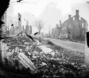 Pictured here is a view of the heavy damage done to the city of Fredericksburg.