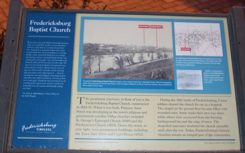 Pictured here is the Fredericksburg Baptist Church state Marker