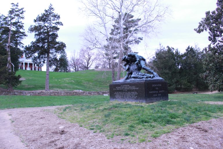 Pictured is the Angel of Marye’s Heights with Brompton in the background