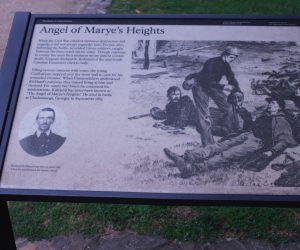 Pictured here is the Angel of Mayre's Heights State Marker
