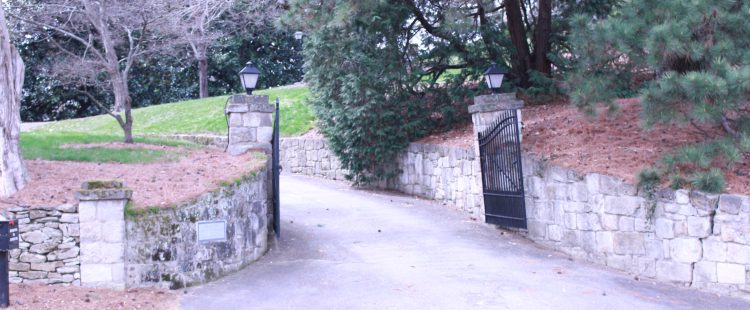 pictured here is the stone gate at the entrance to Brompton's driveway