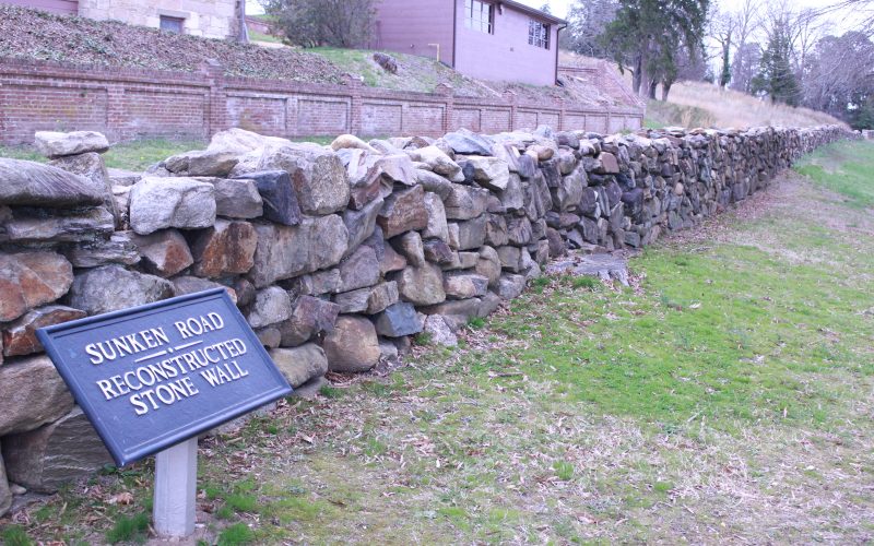 pictured here is the wall alongside sunken road trail