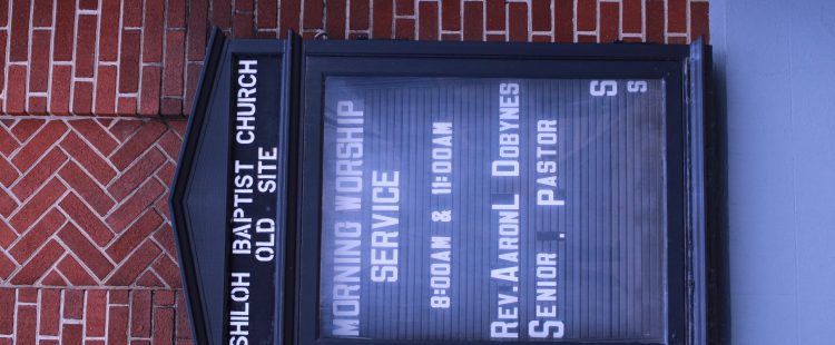 Pictured is the sign with the church’s information on the outside of Shiloh Church (Old Site)