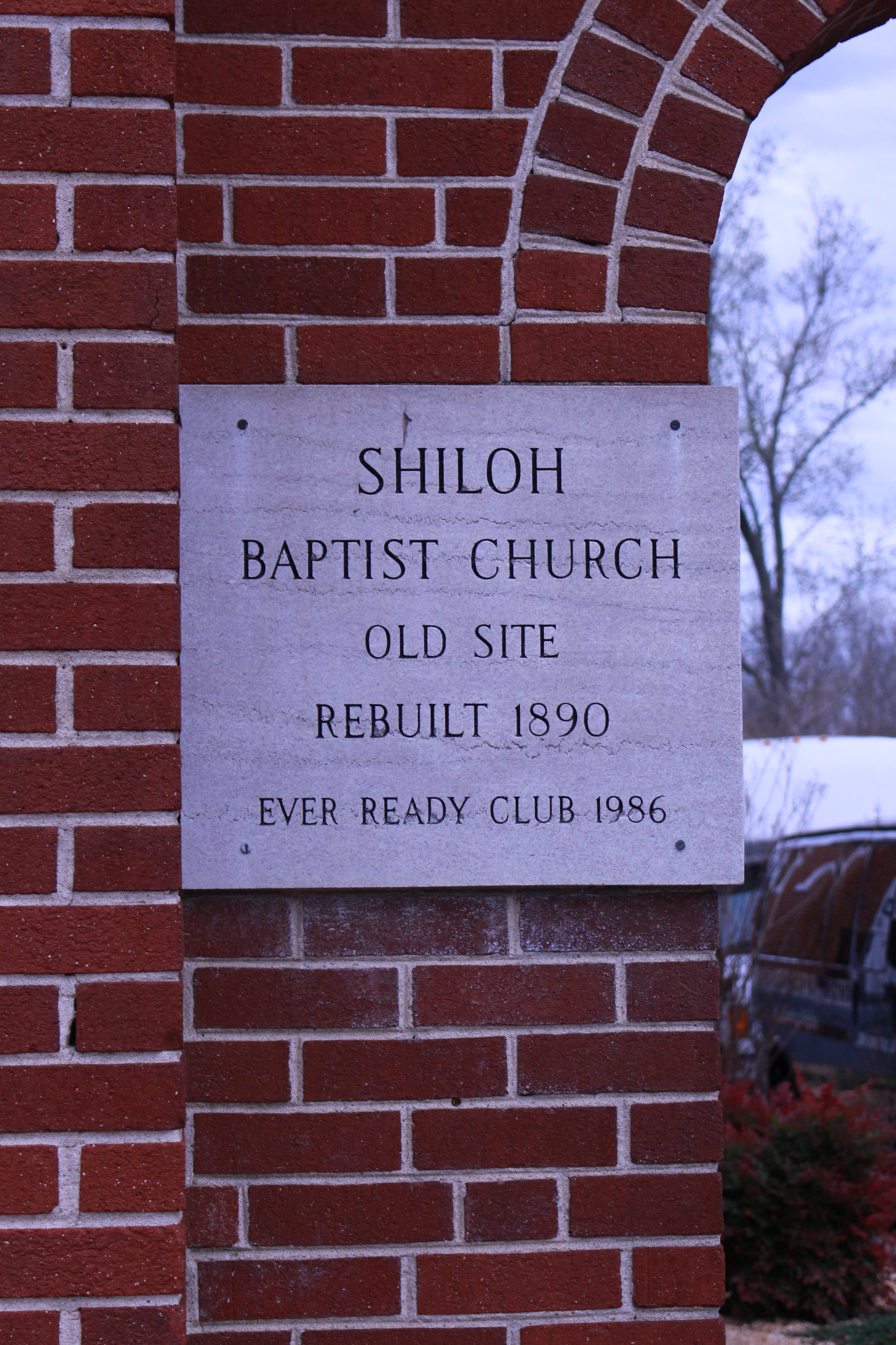 Building engraving on Shiloh Church Old Site ~ EverReady Club