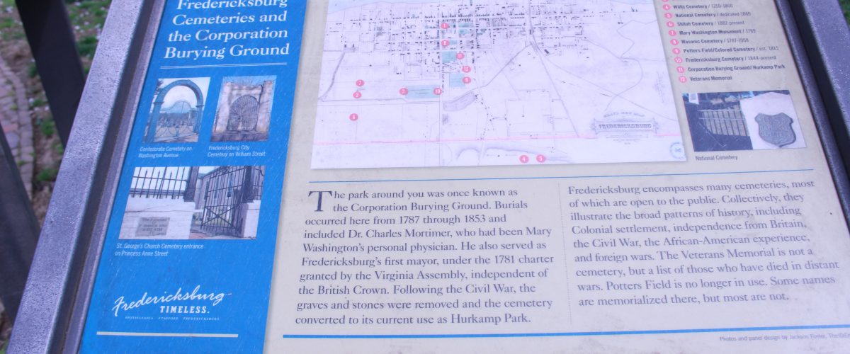Pictured is Fredericksburg Cooperation Burying Ground State Marker