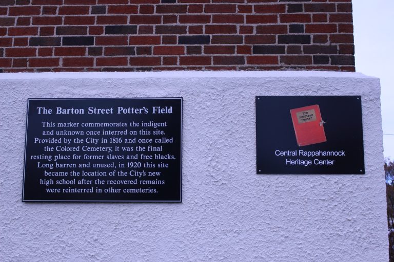 Pictured here is the Bartons’s Street Potters Field building Marker