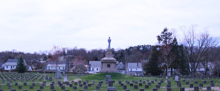 Pictured here is the To the Confederate Dead Monument with a view of the Confederate Cemetery