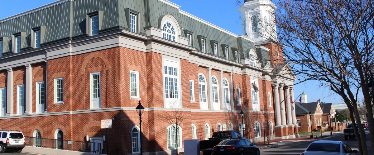 Pictured here is the current Fredericksburg Courthouse viewed from the back