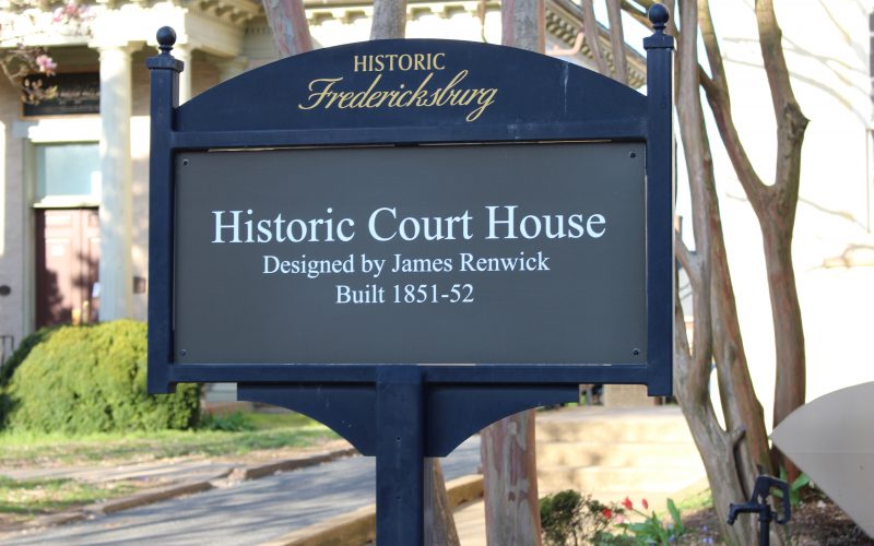 Pictured here is the historic courthouse sign
