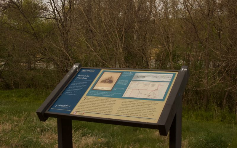 Pictured here is Bound for Freedom Historical Marker