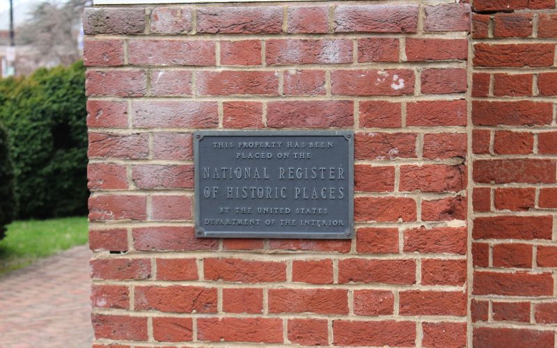 Pictured here is the National Register plaque for Fredericksburg Presbyterian Church