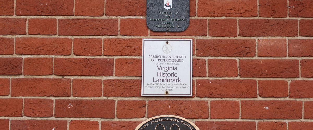 Pictured here is the Fredericksburg Presbyterian Church Building Markers